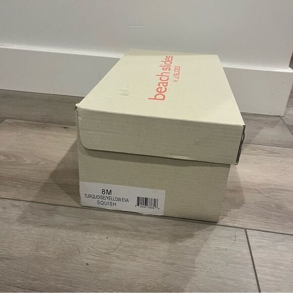 J/Slides Beach Slides SQUISH Turquoise/Yellow EVA NEW size 8 - Picture 5 of 14